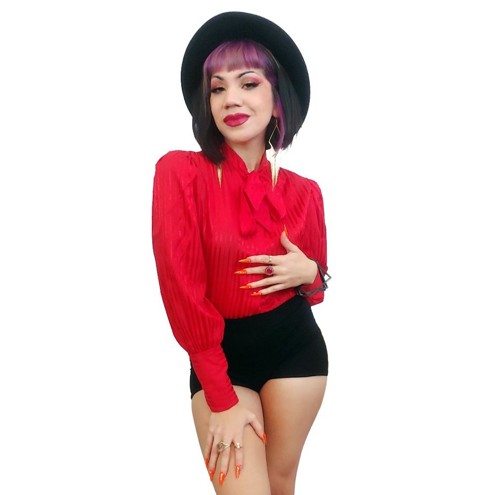 Vintage 1970s Red Striped Blouse